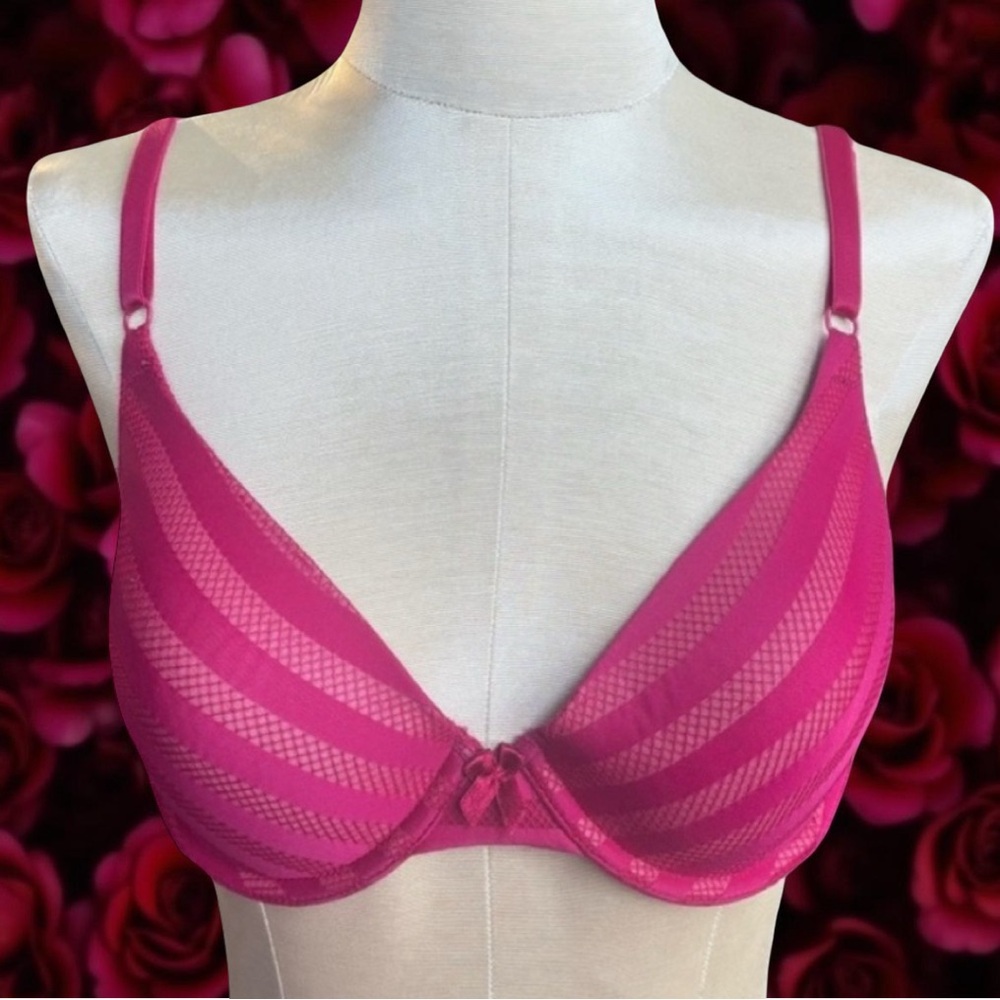 Striped Dark Pink Maidenform Underwire Bra